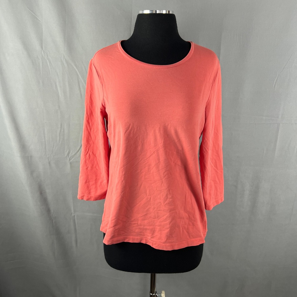 Chico's The Ultimate T Shirt Women 1 Coral Pink Cotton Stretch Classic Crew Neck